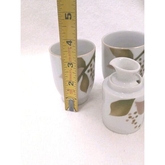 4 Pc Saki Set SEYEI Fine China Hot Tea Cups Japan Mini Server Pitcher & 3 Cups - Picture 10 of 12